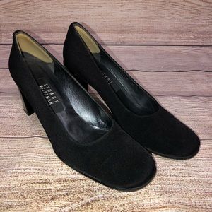 Stuart Weitzman Black Fabric and Leather Pumps